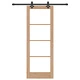 Плъзгаща Интериорна Врата ORKDAL от Масивно Борово Дърво 73.5x198.5x4 см със Стъкло и Комплект за Монтаж