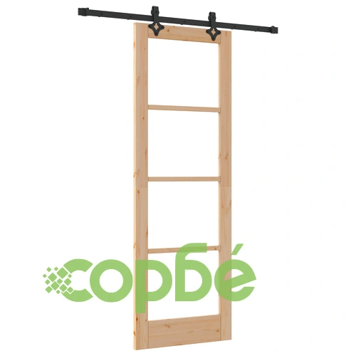 Интериорна плъзгаща се врата от масивна борова дървесина със стъкло ORKDAL 73.5x211x4 см с комплект хардуер ➤ топ цена ➤ sorbe.bg