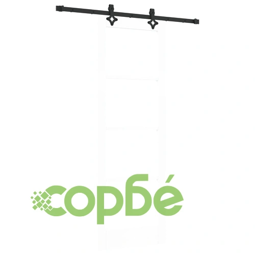 Плъзгаща интериорна врата от масивна борова дървесина с комплект за монтаж, бяла със стъкло, 73.5x211x4 см ➤ топ цена ➤ sorbe.bg