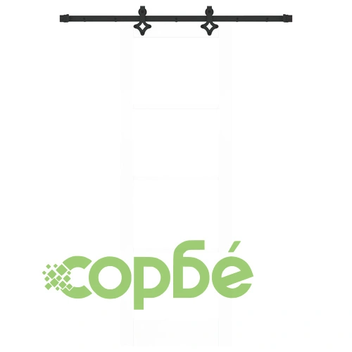 Плъзгаща интериорна врата от масивна борова дървесина с комплект за монтаж, бяла със стъкло, 73.5x211x4 см ➤ топ цена ➤ sorbe.bg