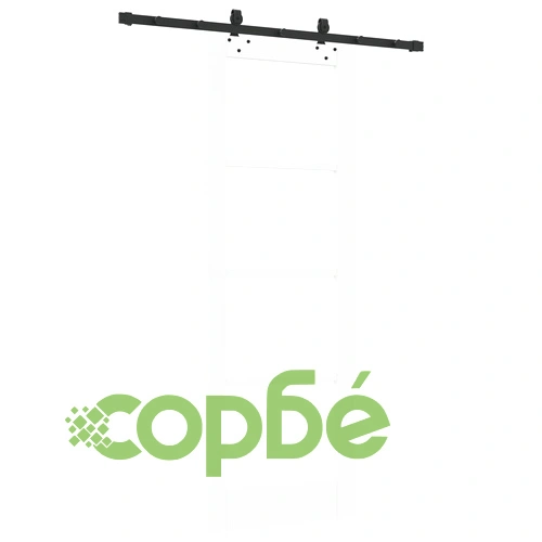 Плъзгаща интериорна врата от масивна борова дървесина с комплект за монтаж, бяла със стъкло, 73.5x211x4 см ➤ топ цена ➤ sorbe.bg