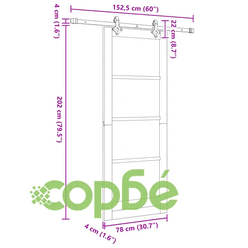 Плъзгаща се врата от масивно борово дърво с механизми 78x202 см ➤ топ цена ➤ sorbe.bg