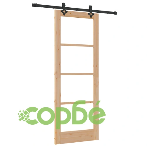Плъзгаща се врата от масивно борово дърво с механизми 78x202 см ➤ топ цена ➤ sorbe.bg