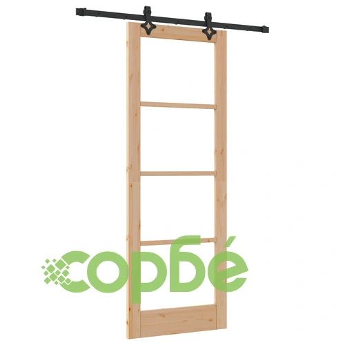Плъзгаща врата от масивна борова дървесина с комплект за монтаж 78x211 см ➤ топ цена ➤ sorbe.bg