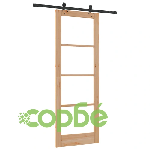 Плъзгаща врата от масивна борова дървесина с комплект за монтаж 78x211 см ➤ топ цена ➤ sorbe.bg