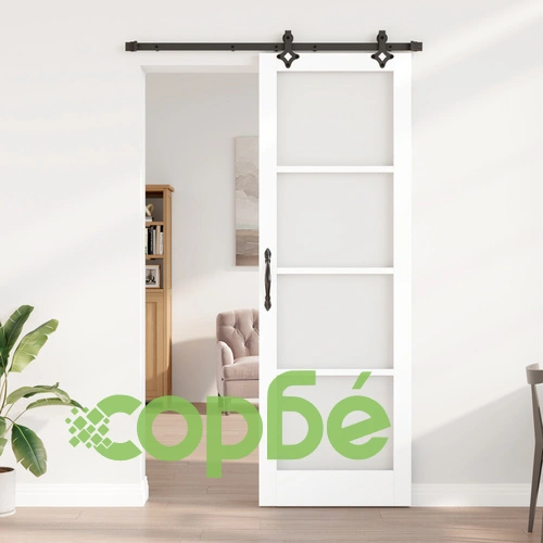 Плъзгаща врата от масивен бор с комплект за монтаж - Бяла, 78x232 см ➤ топ цена ➤ sorbe.bg