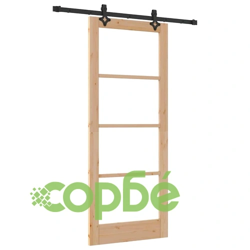 Плъзгаща се врата от масивно борово дърво 83x202 см с монтажен комплект ➤ топ цена ➤ sorbe.bg