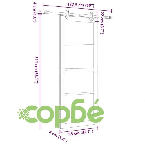 Плъзгаща се врата с механизъм 83х211 см масивна борова дървесина ➤ топ цена ➤ sorbe.bg