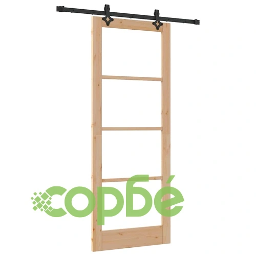Плъзгаща се врата с механизъм 83х211 см масивна борова дървесина ➤ топ цена ➤ sorbe.bg
