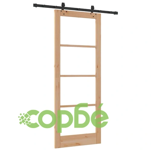 Плъзгаща се врата с механизъм 83х211 см масивна борова дървесина ➤ топ цена ➤ sorbe.bg