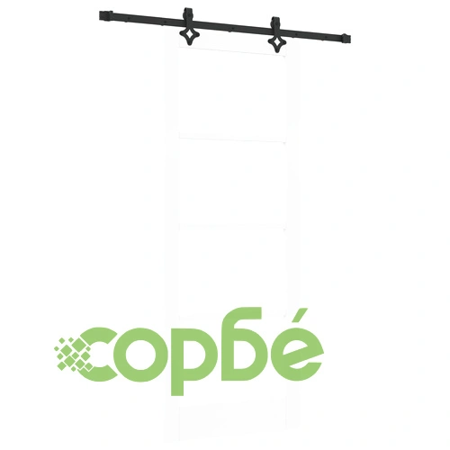 Плъзгаща врата от масивна борова дървесина с хардуер, бяла, 83x211 см, със стъкло ➤ топ цена ➤ sorbe.bg