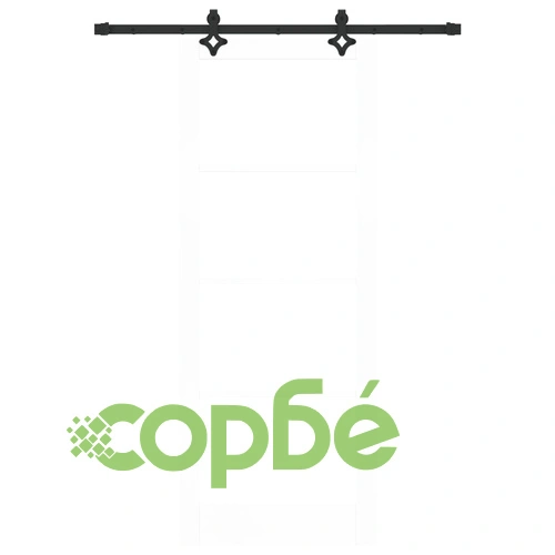 Плъзгаща врата от масивна борова дървесина с хардуер, бяла, 83x211 см, със стъкло ➤ топ цена ➤ sorbe.bg