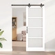 Плъзгаща врата от масивно борово дърво с комплект принадлежности, Бяла, 86x211 см