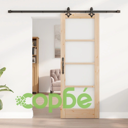 Плъзгаща интериорна врата от масивен бор с комплект хардуер 73.5x198.5 см ➤ топ цена ➤ sorbe.bg