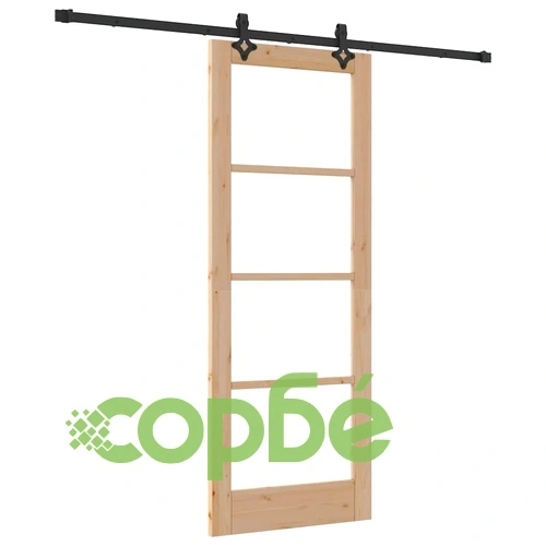 Плъзгаща се врата с монтажен комплект 78x202 см масивна борова дървесина ➤ топ цена ➤ sorbe.bg