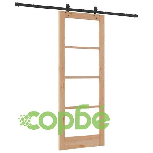 Плъзгаща се врата с монтажен комплект 78x202 см масивна борова дървесина ➤ топ цена ➤ sorbe.bg