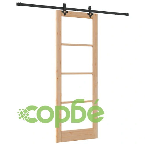 Плъзгаща се врата ORKDAL 78x211 см от масивна борова дървесина с комплект за монтаж, със стъкло ➤ топ цена ➤ sorbe.bg