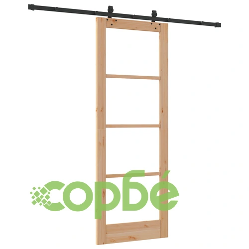 Плъзгаща се врата ORKDAL 78x211 см от масивна борова дървесина с комплект за монтаж, със стъкло ➤ топ цена ➤ sorbe.bg