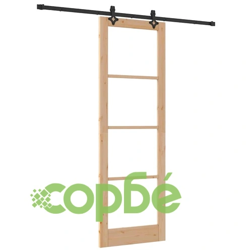 Плъзгаща се врата с хардуер комплект 78x232 см масивно дърво бор ➤ топ цена ➤ sorbe.bg