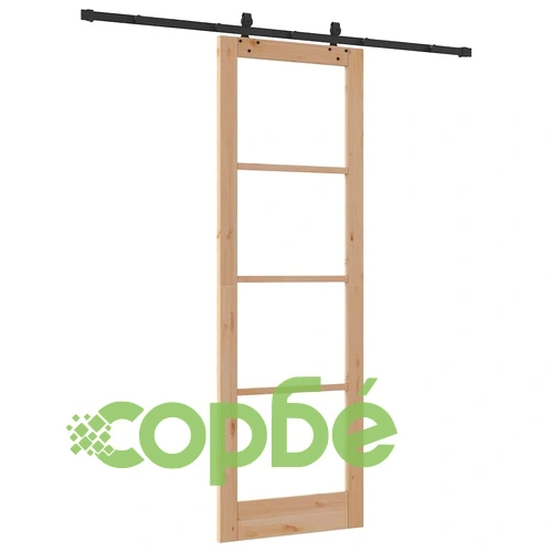 Плъзгаща се врата с хардуер комплект 78x232 см масивно дърво бор ➤ топ цена ➤ sorbe.bg