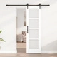 Плъзгаща Врата от Масивна Борова Дървесина с Комплект за Монтаж, Бяла, 61x198.5 см, със Стъкло