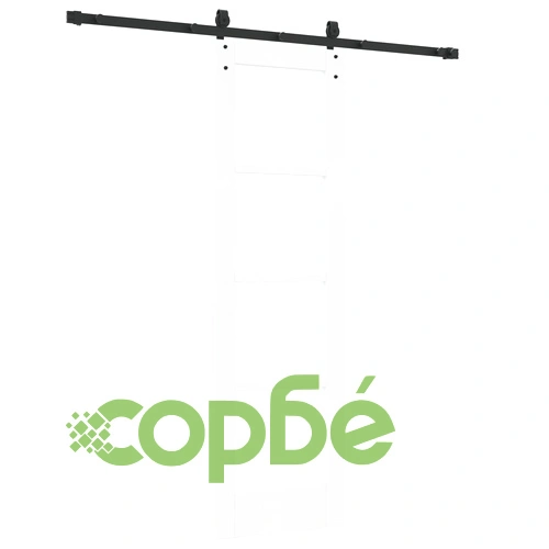 Плъзгаща Врата от Масивна Борова Дървесина с Комплект за Монтаж, Бяла, 61x198.5 см, със Стъкло ➤ топ цена ➤ sorbe.bg