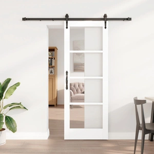 Плъзгаща се интериорна врата ORKDAL с стъкло, бяла, 73.5x198.5x4 см, масивна бор