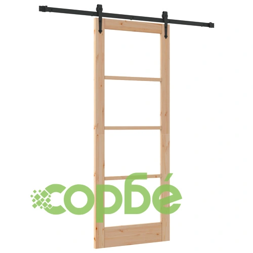 Плъзгаща се Врата ORKDAL 78x202x4 см от Масивно Борово Дърво със Стъкло и Хардуерен Комплект ➤ топ цена ➤ sorbe.bg