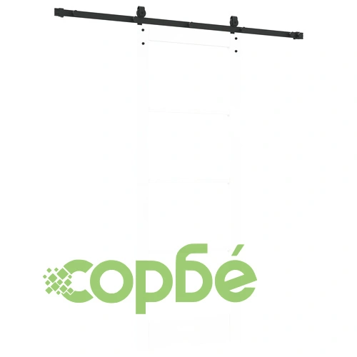 Плъзгаща врата от масивна бор дървесина с комплект за монтаж, бяла, 78x202x4 см, със стъкло ORKDAL ➤ топ цена ➤ sorbe.bg