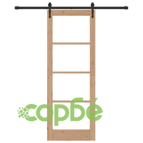 Плъзгаща се врата ОРКДАЛ 78x211 см от масивно борово дърво с комплект и стъкло ➤ топ цена ➤ sorbe.bg