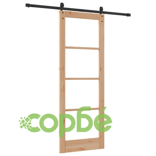 Плъзгаща се врата ОРКДАЛ 78x211 см от масивно борово дърво с комплект и стъкло ➤ топ цена ➤ sorbe.bg