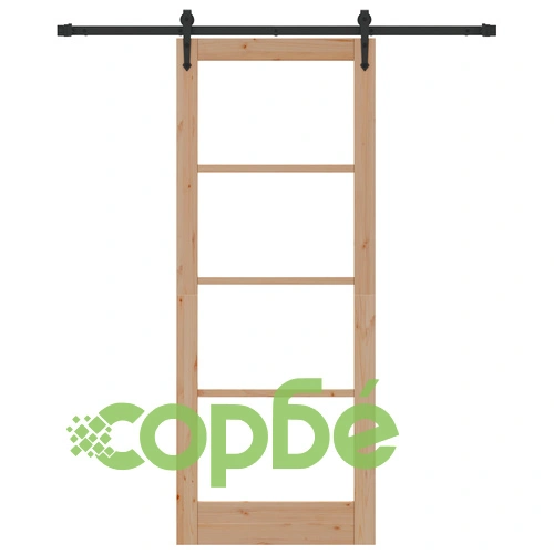 Плъзгаща се врата с комплект за монтаж 83x211 см от масивна борова дървина с стъкло ОРКДАЛ ➤ топ цена ➤ sorbe.bg