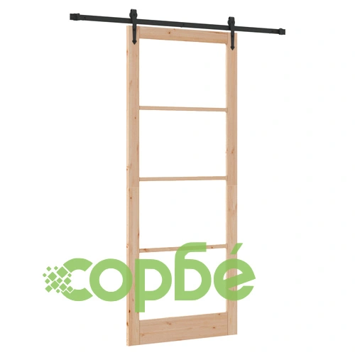 Плъзгаща врата от масивен бор с комплект за монтаж, 83x232 см, със стъкло ОРКДАЛ ➤ топ цена ➤ sorbe.bg
