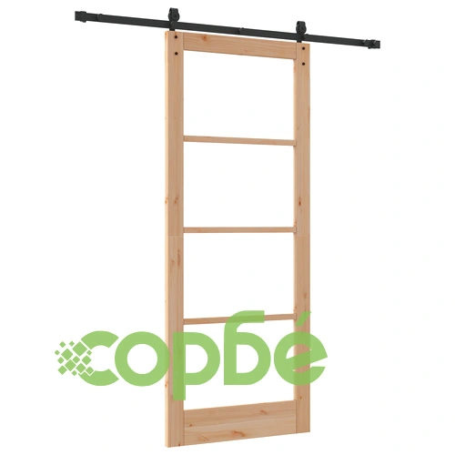 Плъзгаща се врата ORKDAL 86x211x4 см от масивна борова дървесина със стъкло и хардуерен комплект ➤ топ цена ➤ sorbe.bg