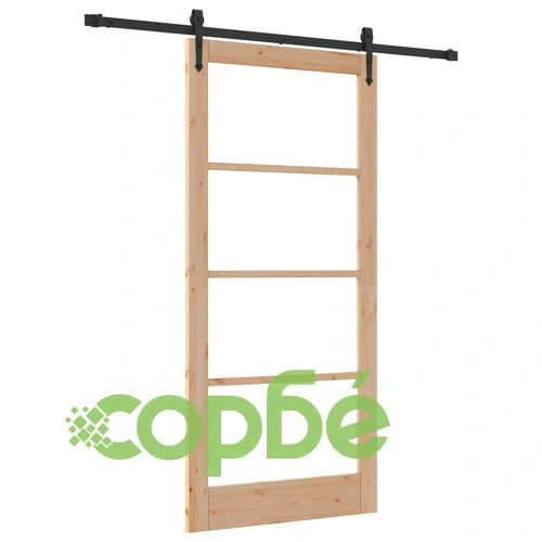 Плъзгаща се врата ORKDAL с комплект за монтаж 93x202x4 см от масивна борова дървесина със стъкло ➤ топ цена ➤ sorbe.bg