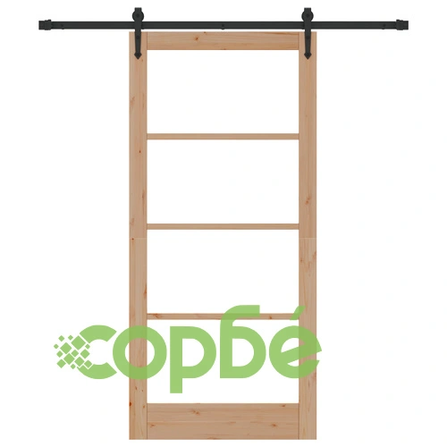 Плъзгаща се врата ORKDAL с комплект за монтаж 93x202x4 см от масивна борова дървесина със стъкло ➤ топ цена ➤ sorbe.bg