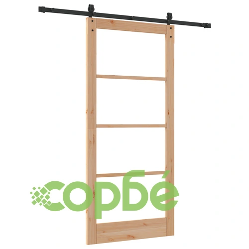 Плъзгаща се врата ORKDAL с комплект за монтаж 93x202x4 см от масивна борова дървесина със стъкло ➤ топ цена ➤ sorbe.bg