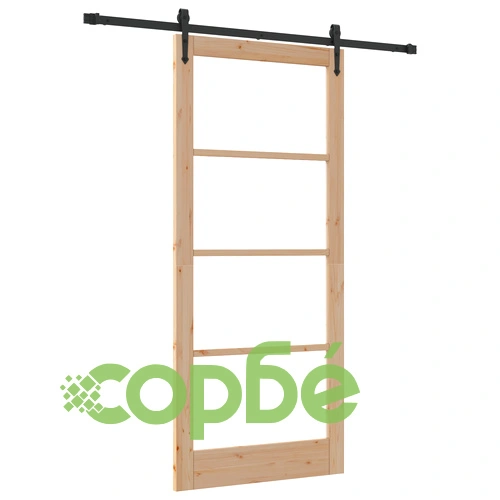 Плъзгаща се интериорна врата ORKDAL със стъкло 93x211x4 см от масивно борово дърво с хардуерен комплект ➤ топ цена ➤ sorbe.bg