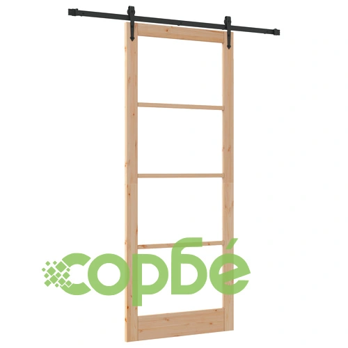 Плъзгаща се врата ORKDAL 93x232 см от масивна борова дървесина със стъкло и комплект принадлежности ➤ топ цена ➤ sorbe.bg
