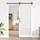 Плъзгаща Врата от Масивен Бор с Комплект за Монтаж, Бяла, 93x232 см
