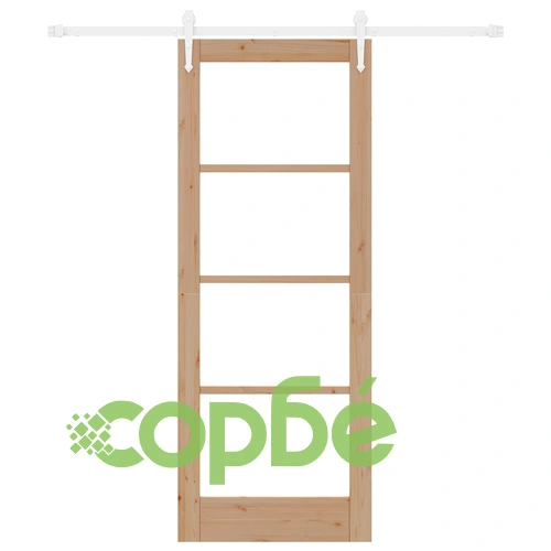 Плъзгаща врата ОРКДАЛ 78x202 см от масивна дървесина бор със стъкло и хардуерен комплект ➤ топ цена ➤ sorbe.bg