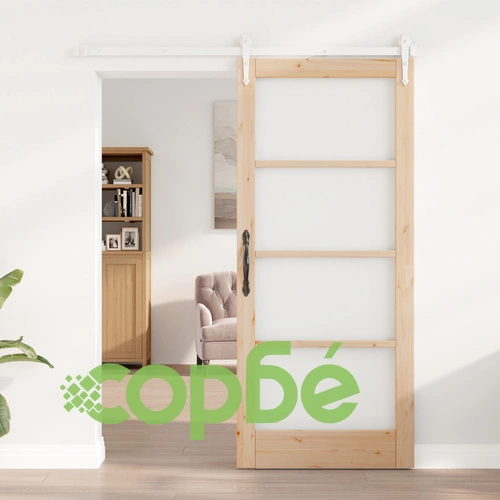 Плъзгаща врата ORKDAL 86x211 см от масивно борово дърво с комплект за монтаж и стъкло ➤ топ цена ➤ sorbe.bg
