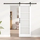 Плъзгаща се Интериорна Врата ORKDAL с Комплект, Бяла, 73.5x198.5x4 см, Масивно Борово Дърво, със Стъкло