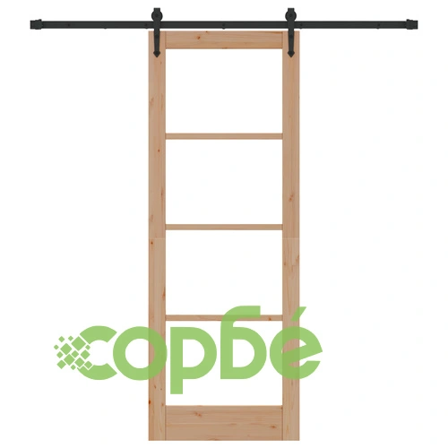 Плъзгаща се врата ORKDAL 78x211x4 см от масивна борова дървесина с прозорец и хардуерен комплект ➤ топ цена ➤ sorbe.bg