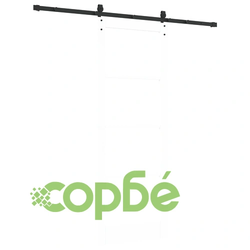 Плъзгаща се врата ОРКДАЛ с хардуер, бяла 78x211 см, масивно иглолистно дърво със стъкло ➤ топ цена ➤ sorbe.bg