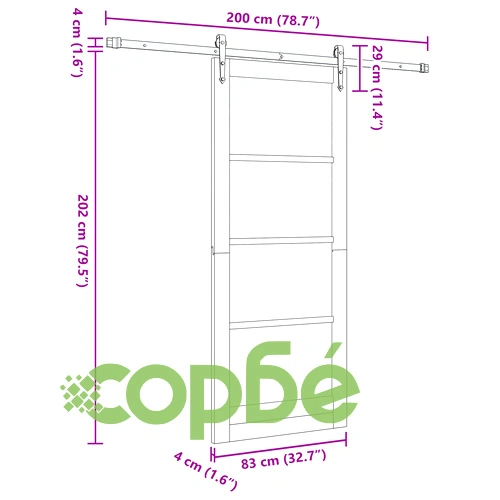 Интериорна плъзгаща се врата ORKDAL 83x202x4 см от масивна борова дървесина със стъкло и хардуер ➤ топ цена ➤ sorbe.bg