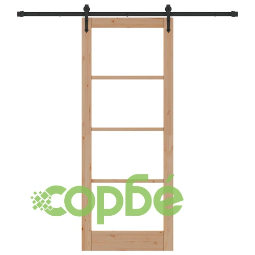 Плъзгаща се врата ОРКДАЛ 83x211x4 см от масивно борово дърво със стъкло и хардуерен комплект ➤ топ цена ➤ sorbe.bg