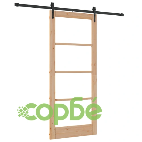 Интериорна плъзгаща врата ORKDAL 86x198.5x4 см от масивна борова дървесина със стъкло и хардуерен комплект ➤ топ цена ➤ sorbe.bg