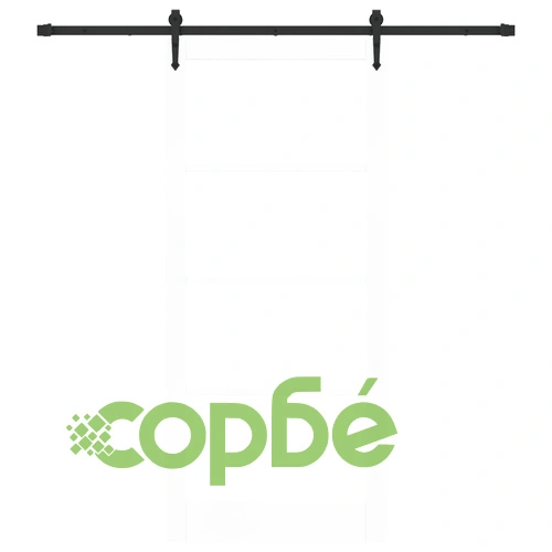 Плъзгаща врата ORKDAL с хардуер, Бяла 93x211 см, Масивна борова дървесина със стъкло ➤ топ цена ➤ sorbe.bg