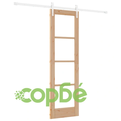 Плъзгаща врата от масивно борово дърво с комплект за монтаж 61x198.5 см, бяла ➤ топ цена ➤ sorbe.bg